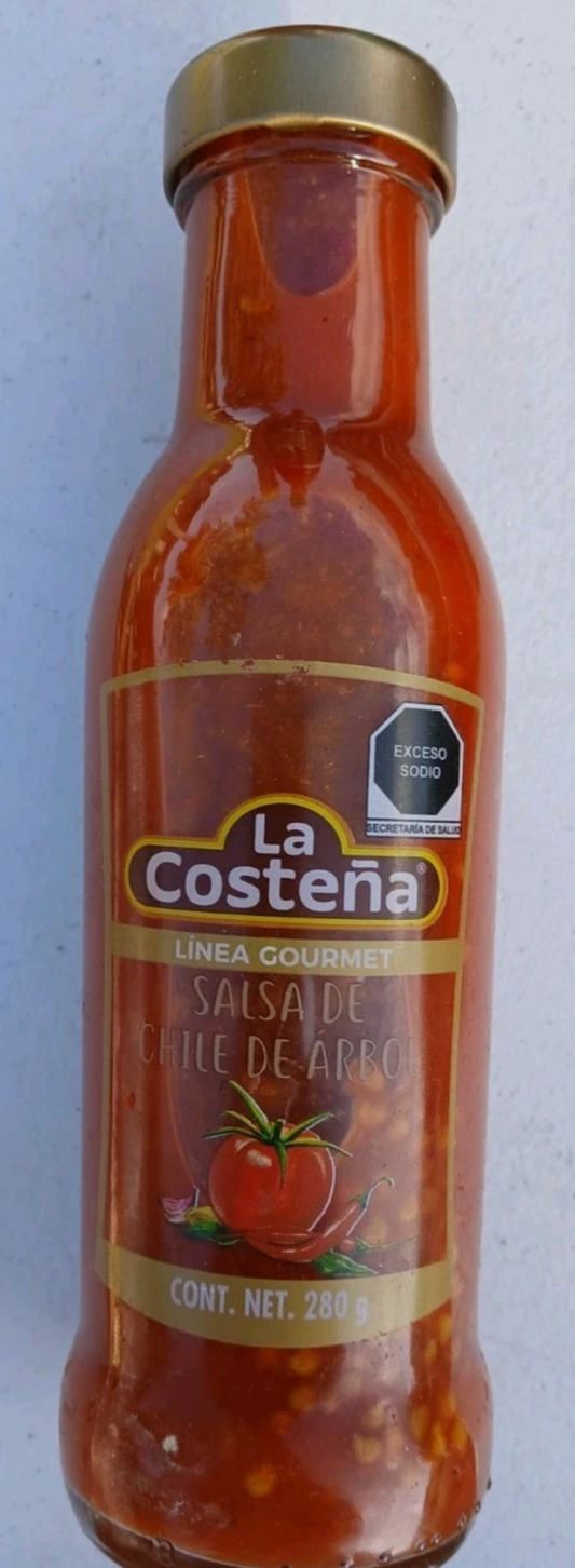 LA COSTENA SALSA CHILE DE ARBOL / BIRDS BEAK SALSA - 2 GLASS BOTTLES 280g EACH - FREE SHIPPING