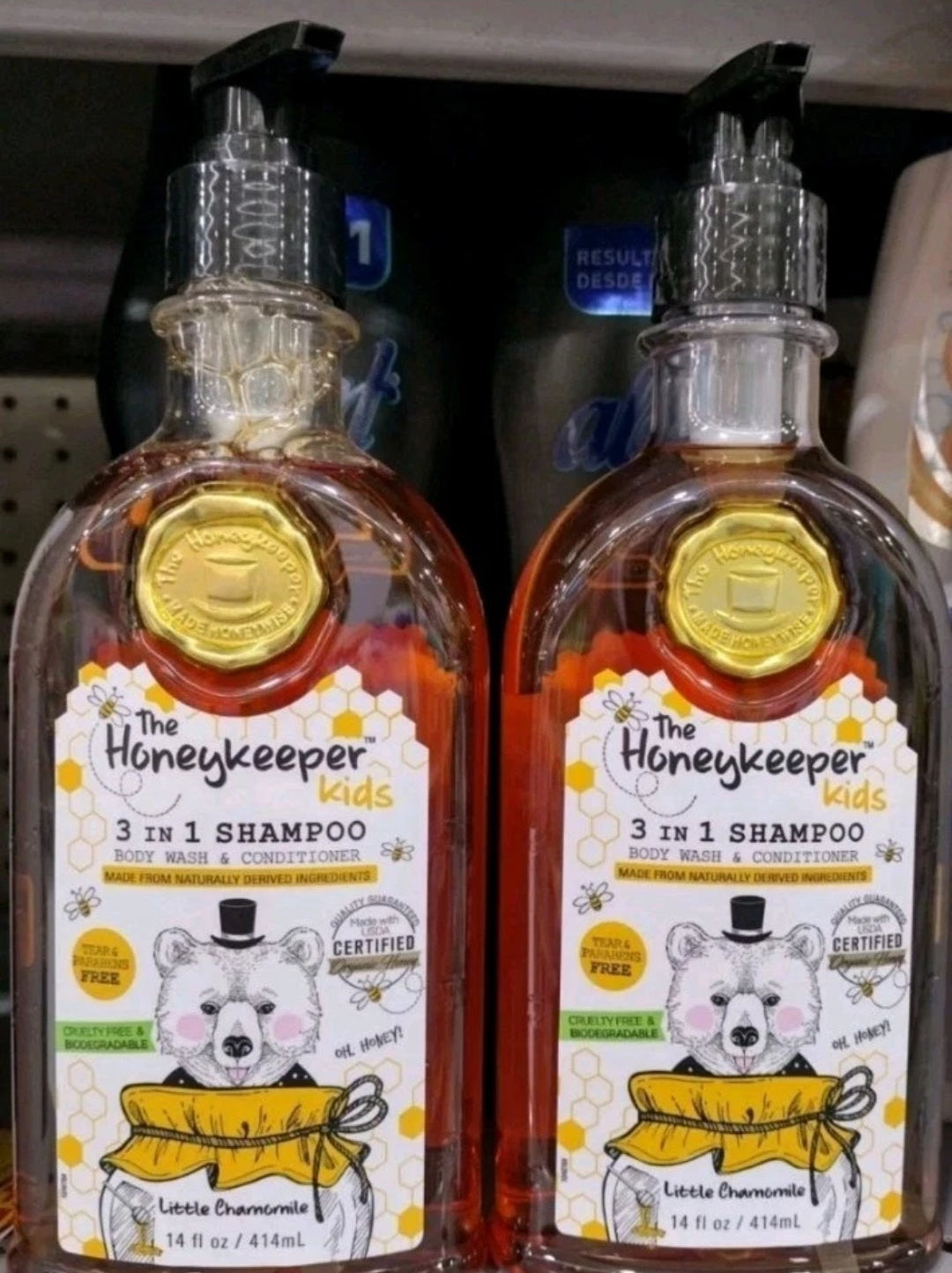 2X HONEYKEEPER KIDS ORGANIC SHAMPOO 3 IN 1 - 2 BIG BOTTLES 14oz EA -  FREE SHIPPING