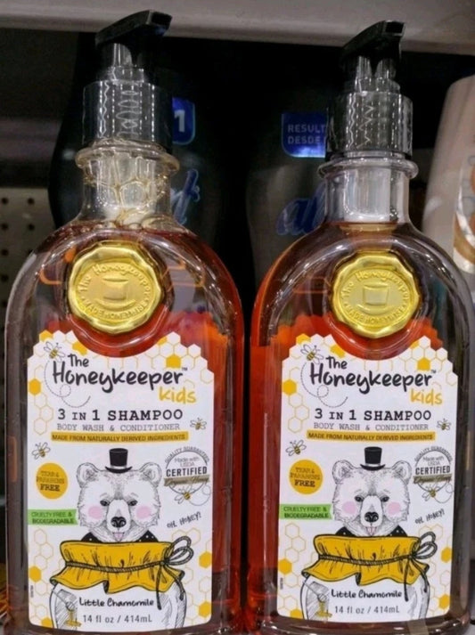 2X HONEYKEEPER KIDS ORGANIC SHAMPOO 3 IN 1 - 2 BIG BOTTLES 14oz EA -  FREE SHIPPING