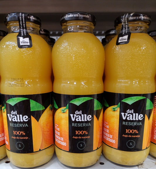 6X DEL VALLE JUGO DE NARANJA 100% ORANGE JUICE  - 6 BOTTLES OF 14 OUNCES (413ml) EACH - FREE SHIPPING