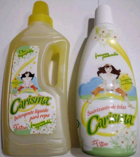 CARISMA LIQUID DETERGENT AND  FABRIC SOFTENER / DETERGENTE EN LIQUIDO Y SUAVIZANTE - ONE BOTTLE OF EACH OF 33.8 OUNCES (1 LITER) - FREE SHIPPING