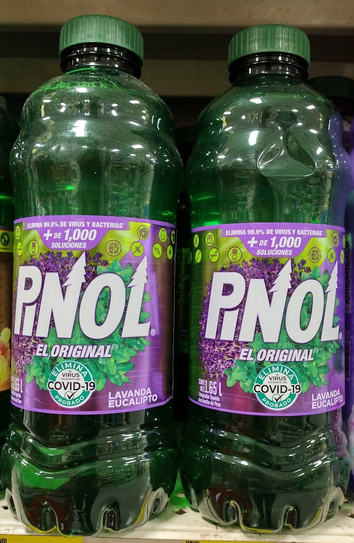 2X PINOL LAVANDA Y EUCALIPTO LIMPIADOR - LAVENDER AND EUCALYPTUS HOUSEHOLD CLEANER - 2 BOTTLES OF 1.65 LITERS (56 ounces) EACH - FREE SHIPPING