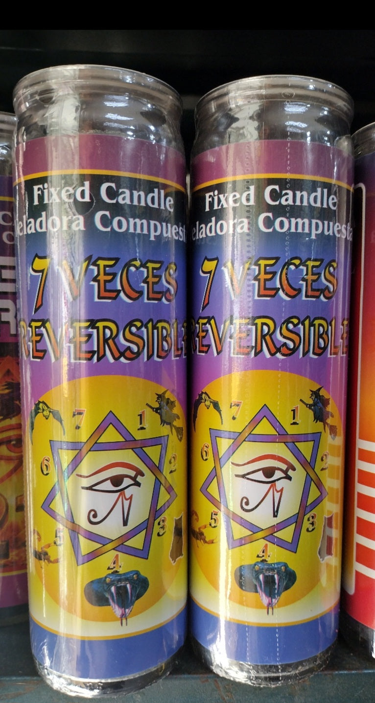 2X SIETE / 7 VECES REVERSIBLE VELADORAS PREPARADAS DE VIDRIO / 7 TIMES REVERSIBLE FIXED CANDLES - 2 VELADORAS COMPUESTAS / 2 FIXED CANDLES - FREE SHIPPING
