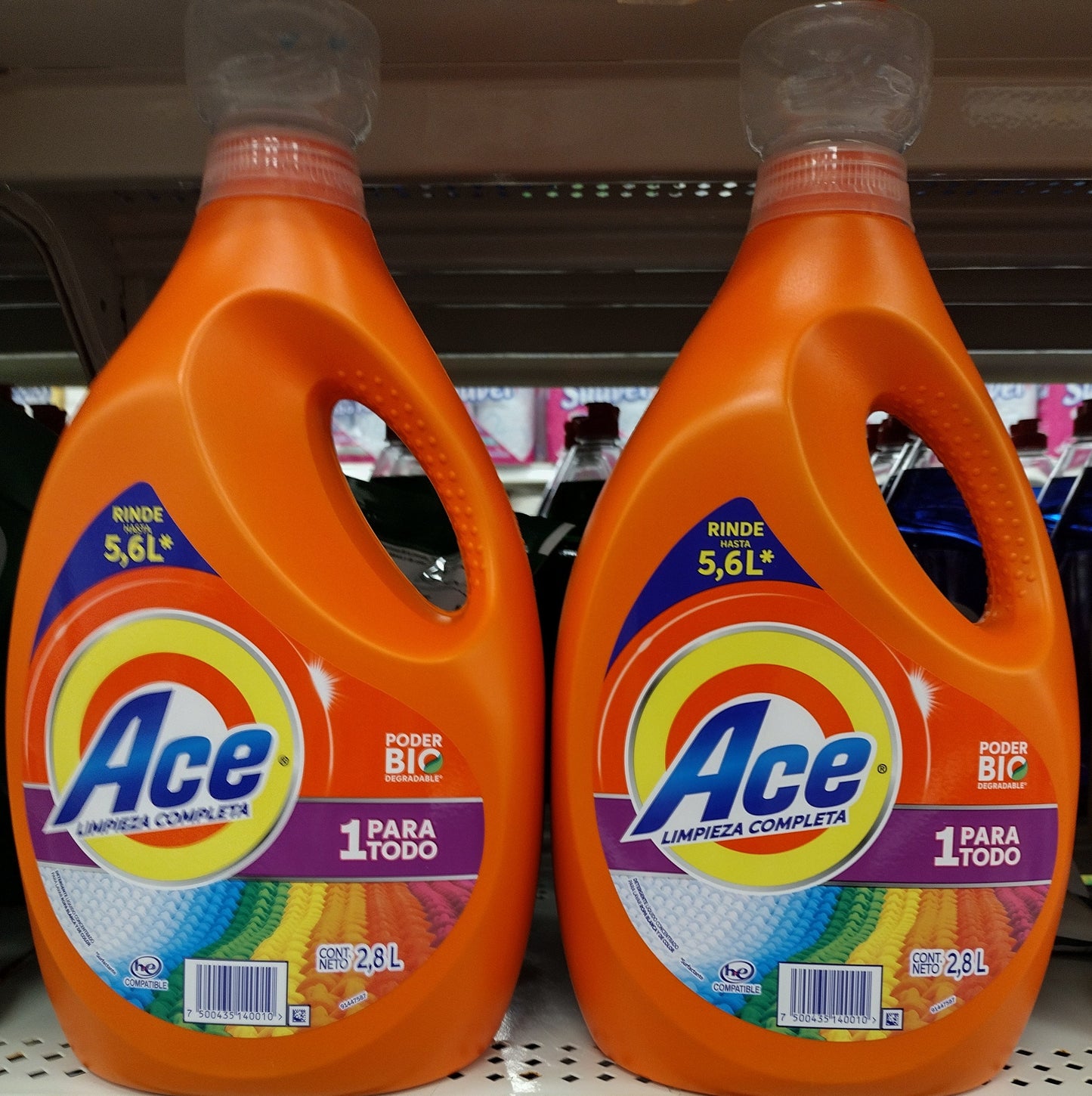 2X ACE DETERGENTE EN LIQUIDO ( LIQUID DETERGENT ) 2 FRASCOS GRANDES DE 2.8 LITROS (95 OUNCES) CADA UNO - ENVIO GRATIS