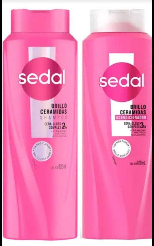 SEDAL CERAMIDES ( CERAMIDAS ) BRILLO SHAMPOO y ACONDICIONADOR - UN FRASCO GRANDE DE 620ml CADA UNO - ENVIO GRATIS