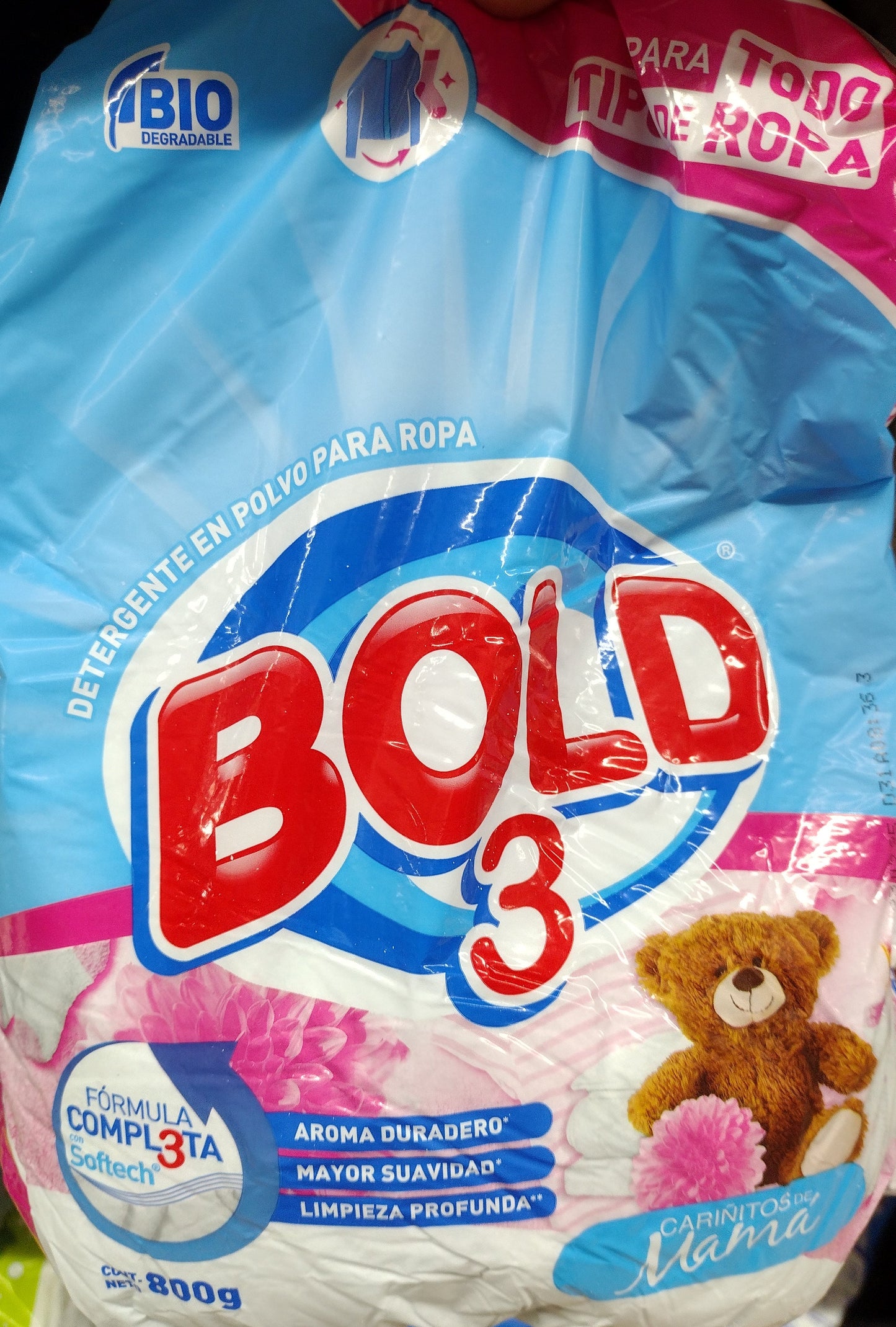 2X BOLD 3 DETERGENTE EN POLVO " CARINITOS DE MAMA " ( DETERGENT POWDER ) 2 BOLSAS DE 800g (28.2 OUNCES) EACH - FREE SHIPPING