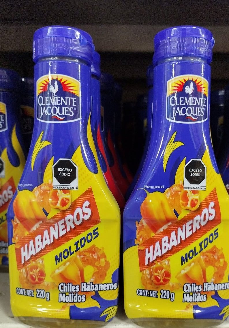 2X CLEMENTE JACQUES CHILE HABANERO MOLIDOS / CRUSHED HABANERO CHILI PEPPERS - 2 BOTTLES OF 220ml EACH - FREE SHIPPING