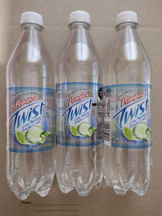PENAFIEL AGUA MINERAL TWIST PEPINO LIMON Y SAL / TWIST CUCUMBER LEMON AND SALT FLAVOR MINERAL WATER - 12 PACK 600ml EACH - FREE SHIPPING