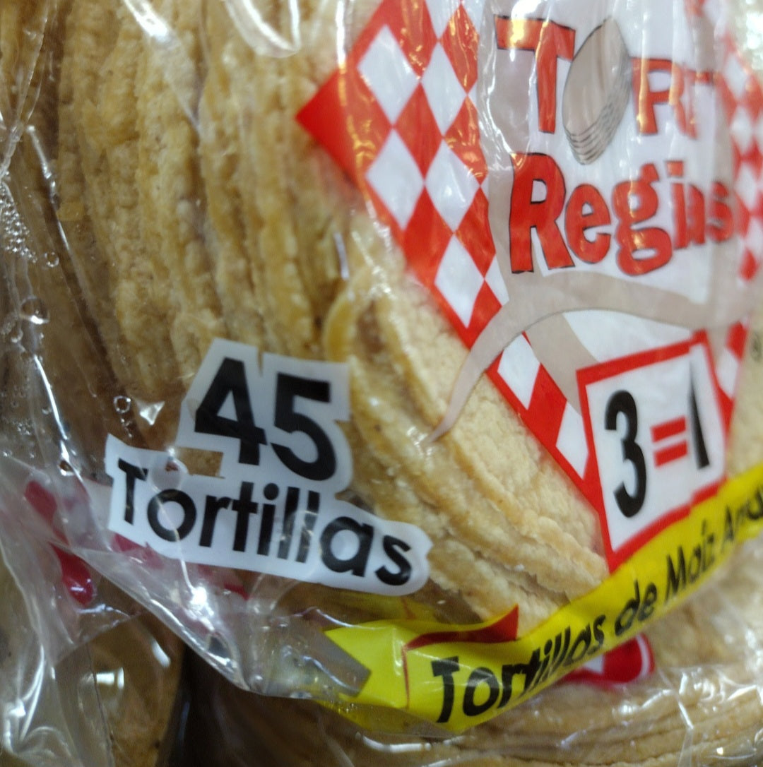 DELGADITAS TORTILLAS MAIZ BLANCO ( WHITE CORN ) - 3 PACKS OF 45 TORTILLAS EACH - FREE SHIPPING