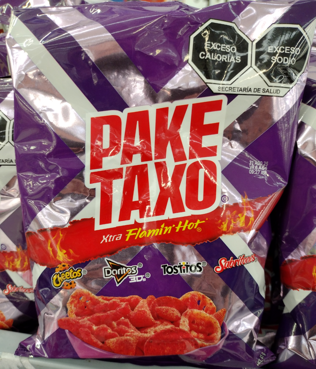 SABRITAS PAKE TAXO XTRA FLAMING HOT MEXICAN CHIPS - 6 BOLSAS DE 41g c/u - FREE SHIPPING