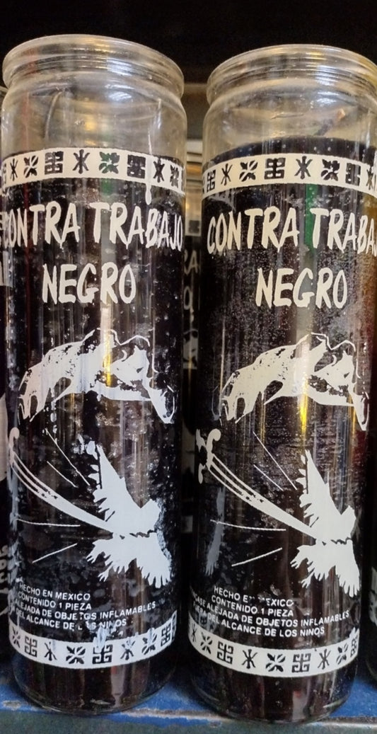 2X CONTRA TRABAJO NEGRO VELADORAS ESOTERICO DE VIDRIO / AGAINST BLACK MAGIC GLASS ESOTERIC CANDLES - 2 CANDLES - ENVIO GRATIS / FREE SHIPPING