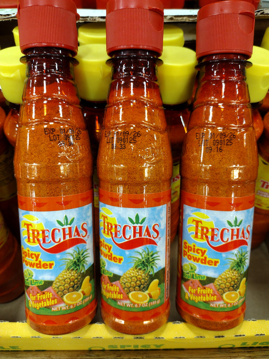 TRECHAS SPICY CHILI POWDER - 3 BOTTLES 6.7 OUNCES EACH - FREE SHIPPING