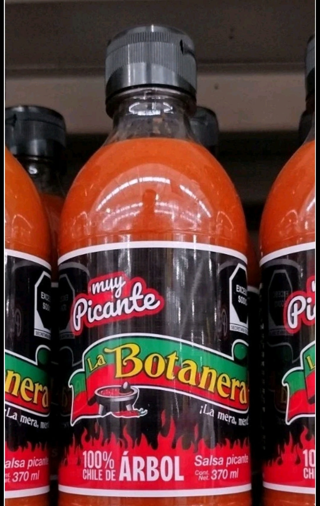 3X LA BOTANERA BIRDS BEAK /  CHILE DE ARBOL 3 BOTTLES 370g EACH - FREE SHIPPING