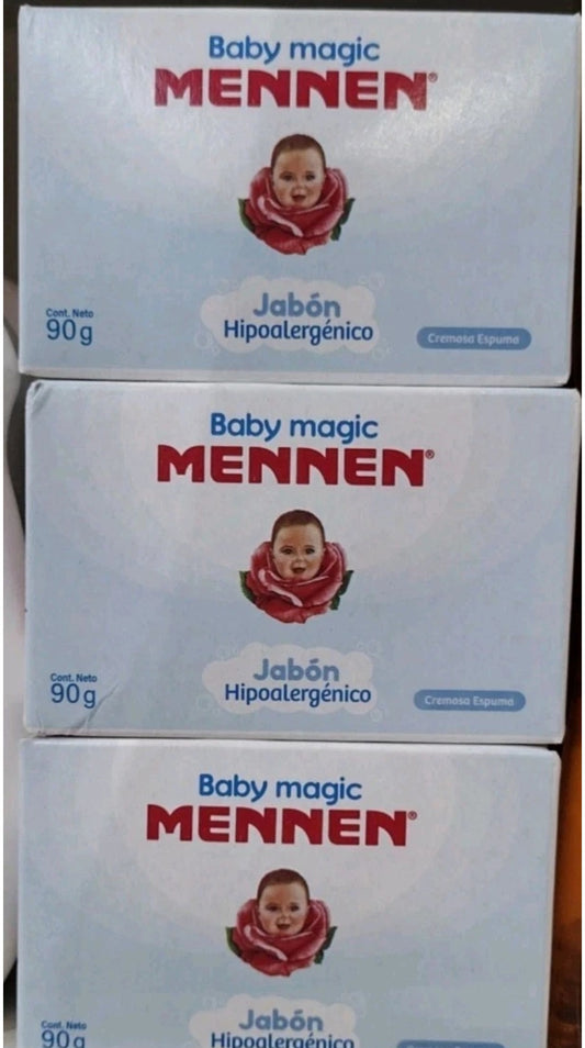 MENNEN JABON PARA BEBE HIPOALERGENICO / HYPOALLERGENIC BABY SOAP - 3 DE 90g CADA UNO - ENVIO GRATIS