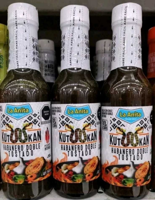 LA ANITA SALSA HABANERO DOBLE TOSTADO SALSA MEXICANO / DOUBLE GRILLED HABANERO MEXICAN SALSA - 3 BOTTLES OF 150ml EACH - FREE SHIPPING