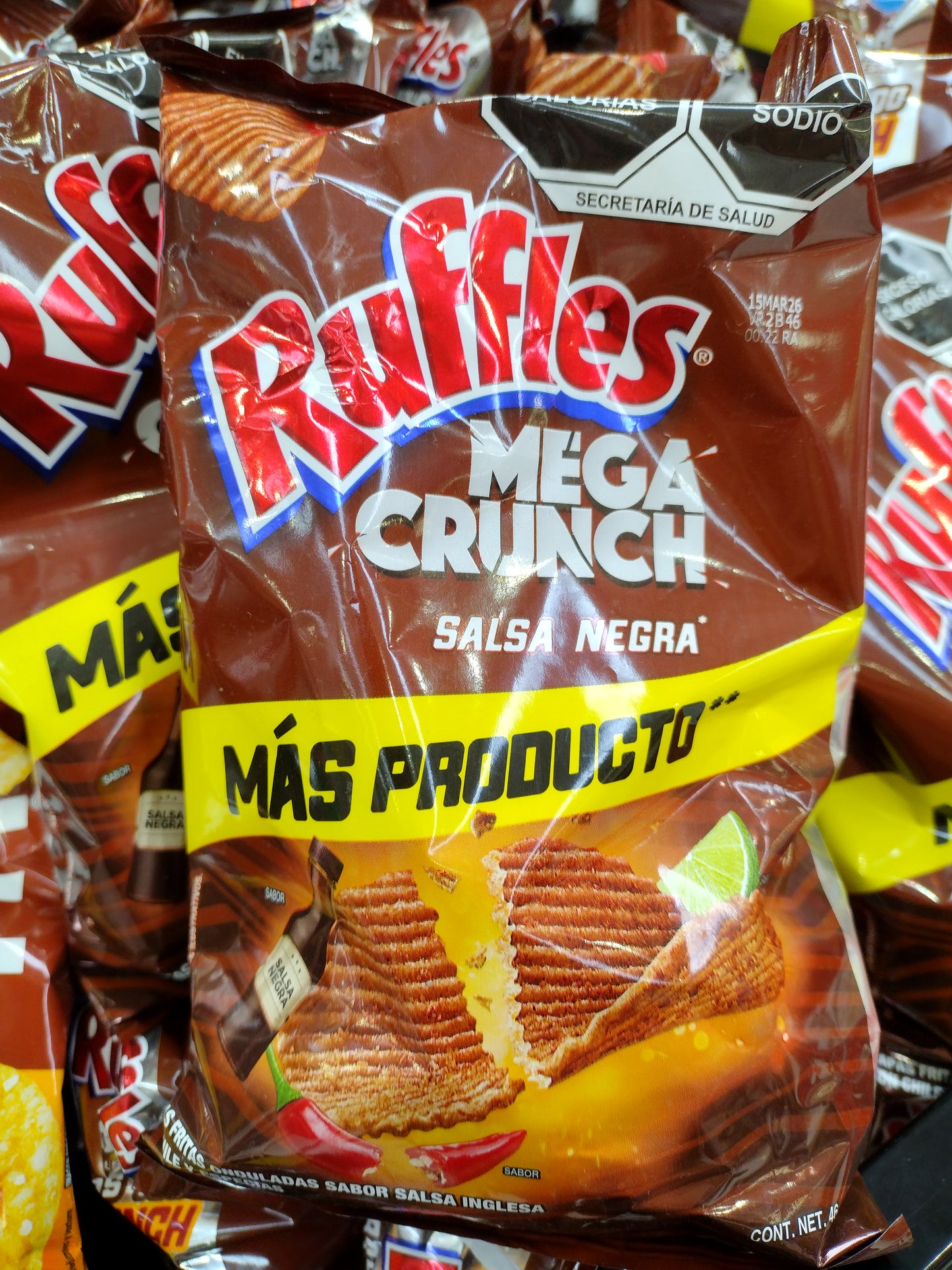 10X SABRITAS RUFFLES SALSA NEGRA MEGA CRUNCH MEXICAN CHIPS - 10 BAGS OF 38g EACH - FREE SHIPPING