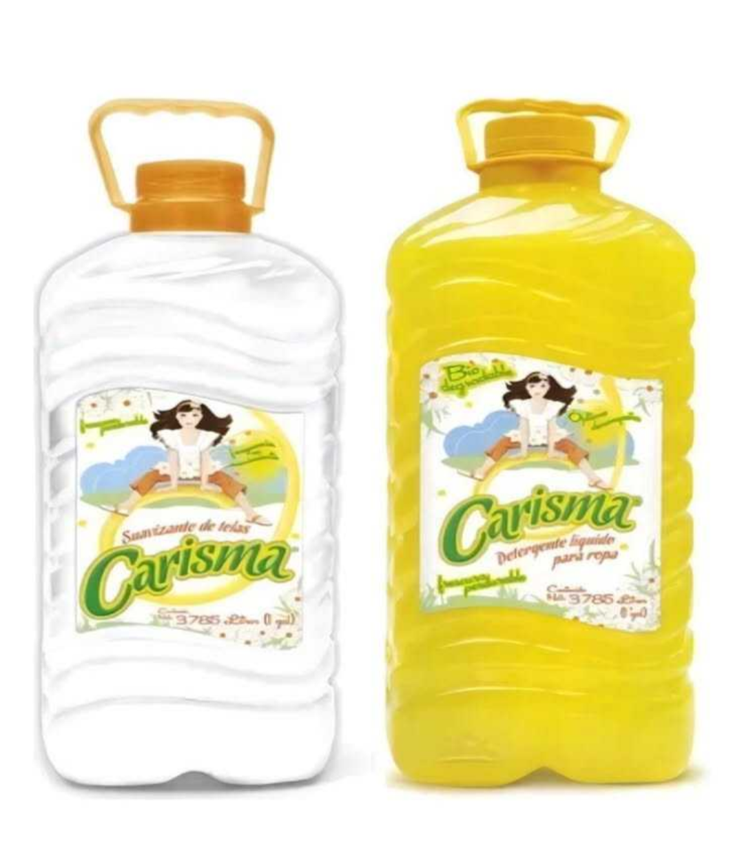 CARISMA LIQUID DETERGENT AND  FABRIC SOFTENER / DETERGENTE EN LIQUIDO Y SUAVIZANTE - ONE BIG BOTTLE OF EACH OF 128 OUNCES (3.78 LITERS) - FREE SHIPPING