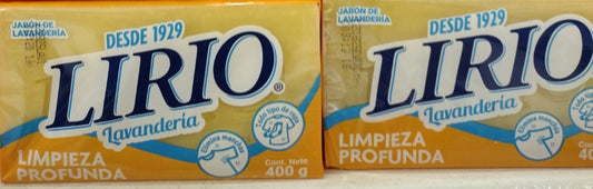 4X LIRIO JABON PARA LAVANDERIA LIMIPEZA PROFUNDA / LAUNDRY SOAP BARS " PROFOUND CLEANING "- 4 BARS OF 400g EACH - FREE SHIPPING
