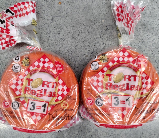 DELGADITAS TORTILLAS MAIZ ROJO ( RED CORN ) - 4 PACKS OF 25 TORTILLAS EACH - FREE SHIPPING