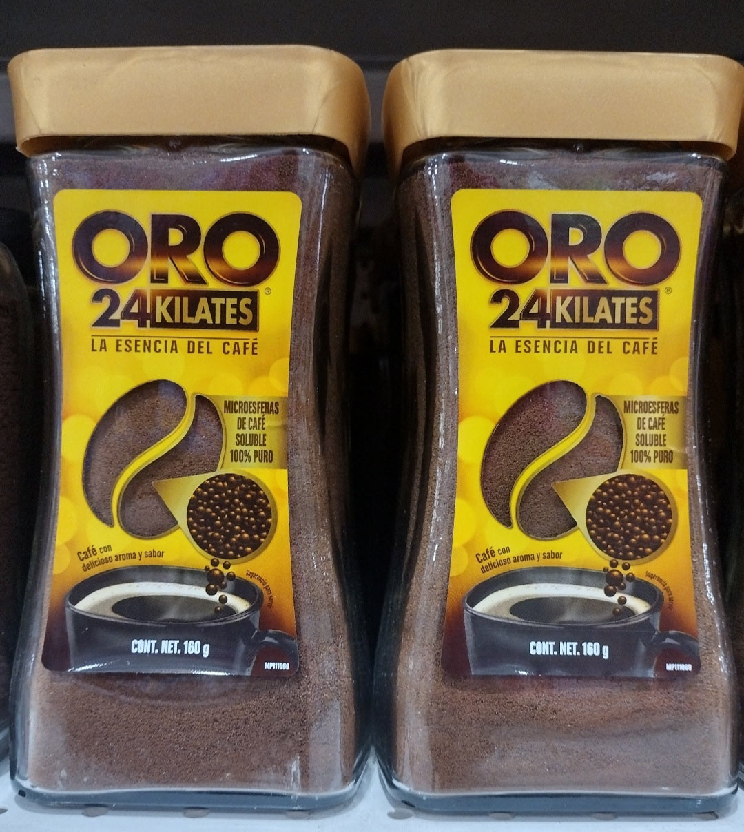 2X CAFE ORO 24 KILATES / 24 KARAT COFFEE - 2 BIG JARS OF 160g EACH - FREE SHIPPING