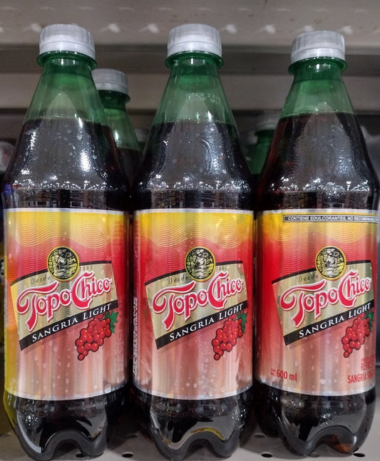 12X TOPO CHICO " LIGHT " MINERAL WATER / AGUA MINERAL REFRESCO AUTENTICA MEXICANA - 12 BOTTLES OF 600ml (20.3 oz) EACH - FREE SHIPPING