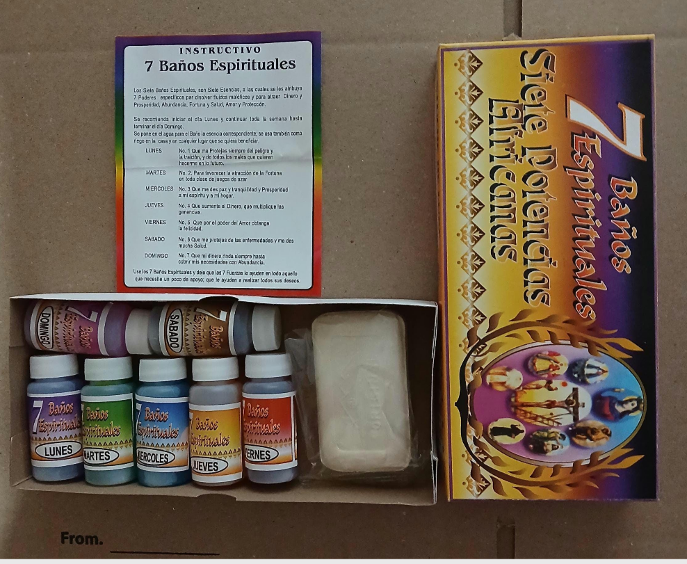 SIETE POTENCIAS AFRICANAS 7 BANOS ESPIRITUALES / SEVEN AFRICAN POWERS 7 SPIRITUAL BATHS SET - FREE SHIPPING