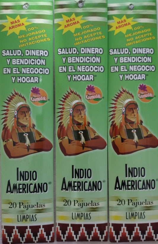 3X INDIO AMERICANO INCIENSO LIMPIAS - 3 CAJAS DE 20 PAJUELAS C/U - ENVIO GRATIS