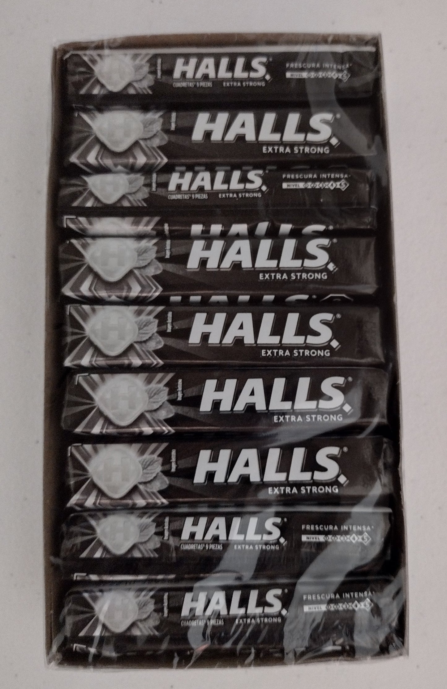 HALLS EXTRA STRONG INTENSE COUGH DROPS - BOX Of 18 ROLLS - FREE SHIPPING