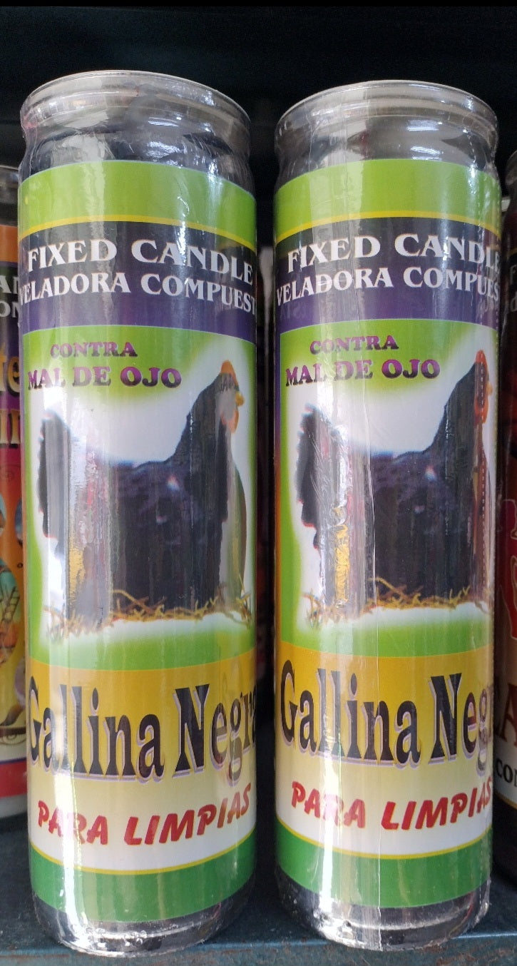2X GALLINA NEGRA VELADORAS PREPARADAS / TWO BLACK CHICKEN FIXED CANDLES - 2 VELADORAS COMPUESTAS PARA MAL DE OJO / FOR EVIL EYE - FREE SHIPPING