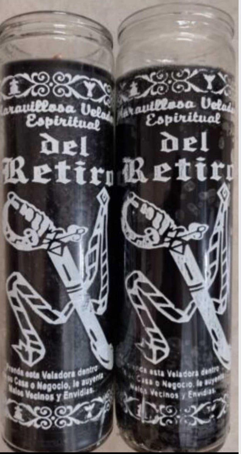 2X DEL RETIRO VELADORAS ESOTERICO / KEEP EVIL AWAY ESOTERIC CANDLES - 2 CANDLES