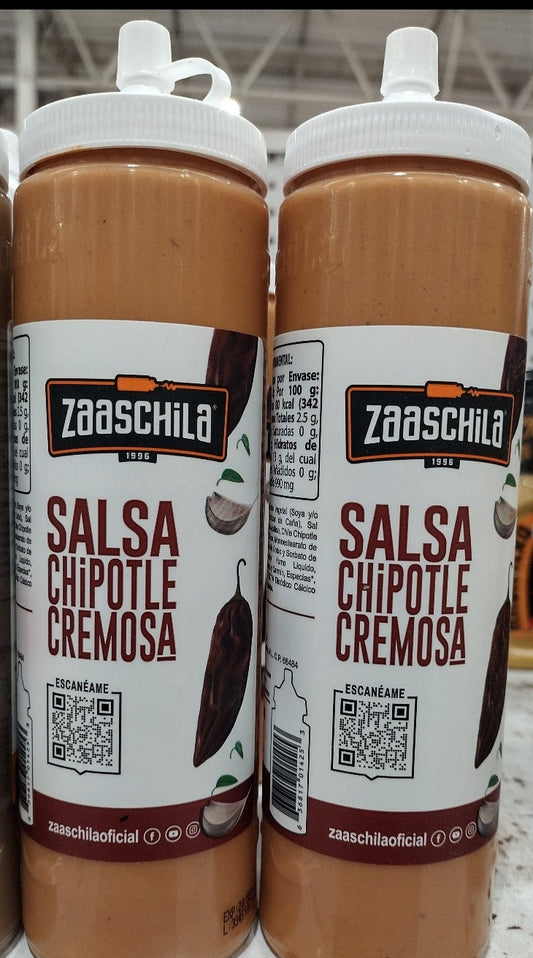 2X ZAASCHILA SALSA CHIPOTLE CREMOSA SALSA / CREAMY CHIPOTLE SALSA - 2 BIG BOTTLES 15oz EACH - FREE SHIPPING