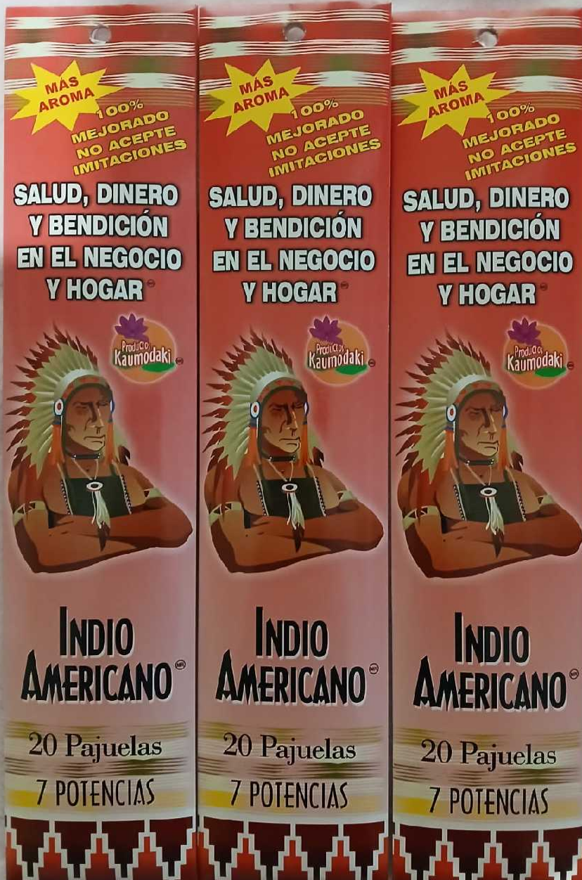 3X INDIO AMERICANO INCIENSO 7 POTENCIAS  - 3 CAJAS DE 20 PAJUELAS C/U - ENVIO GRATIS