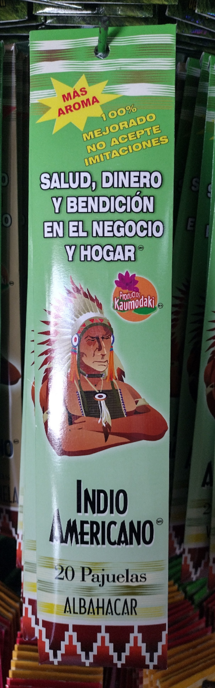 3X INDIO AMERICANO INCIENSO AROMA ALBAHACA ( BASIL )- 3 CAJAS DE 20 PAJUELAS C/U - ENVIO GRATIS