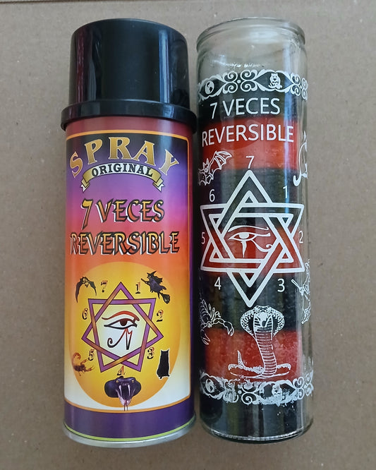 7 VECES REVERSIBLE SPRAY ESOTERICO Y UNA VELADORA / 7 TIMES REVERSIBLE ESOTERIC SPRAY AND ONE 7 TIMES REVERSIBLE GLASS ESOTERIC CANDLES - ENVIO GRATIS / FREE SHIPPING