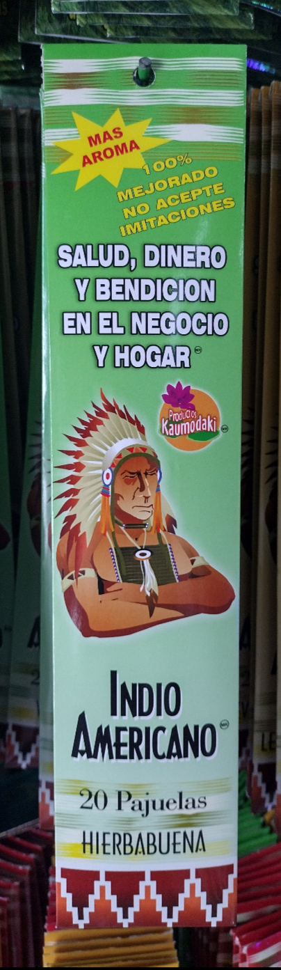 3X INDIO AMERICANO INCIENSO AROMA HIERBABUENA ( SPEARMINT )- 3 CAJAS DE 20 PAJUELAS C/U - ENVIO GRATIS