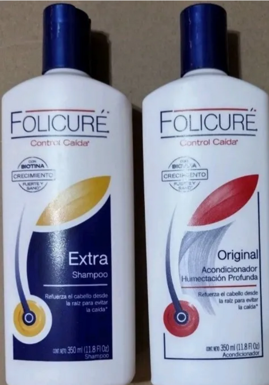 1 frasco de folicure extra shampoo y un frasco de folicure acondicionador - envio prioridad gratis